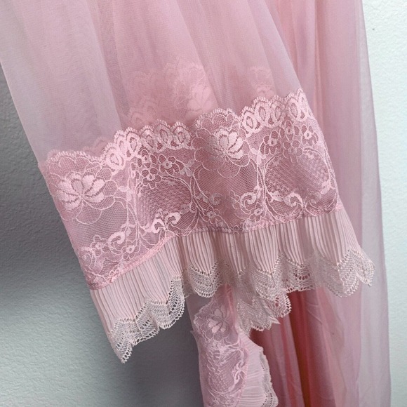 Vintage Jenelle of California Pink Sheer Nightgown Chiffon Nylon Tricot Robe Set - Picture 3 of 13